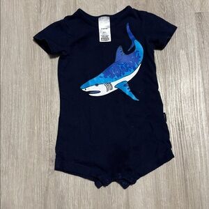 Bonds Navy Blue Baby Romper with Shark Design